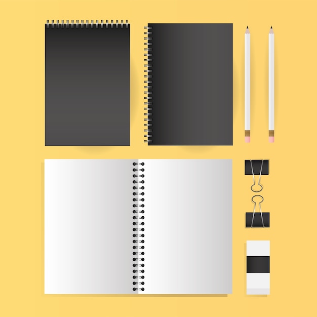 Download Mockup notebooks bleistifte und clips design der corporate ...