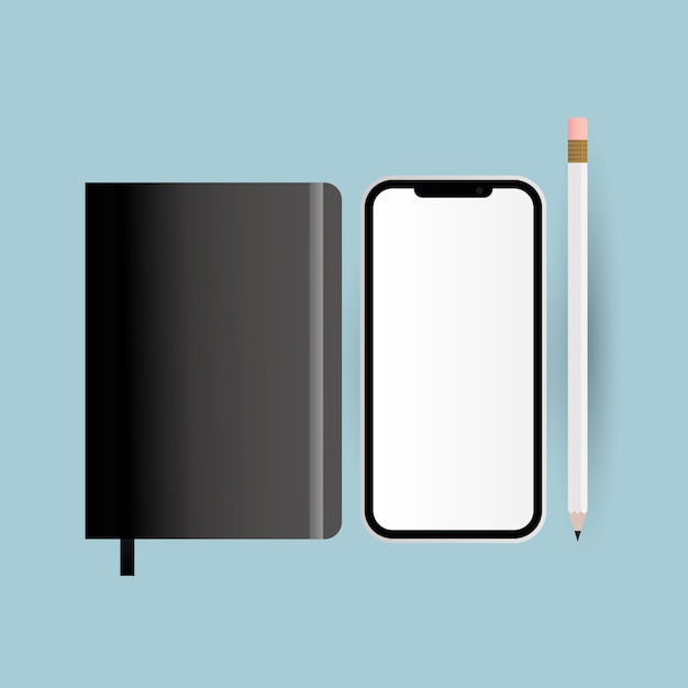 Mockup Smartphone Bleistift Und Notebook Design Der Corporate Identity Vorlage Und Branding Thema Premium Vektor