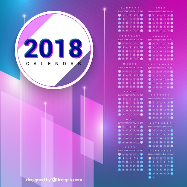 Modern 18 Kalender In Lila Kostenlose Vektor