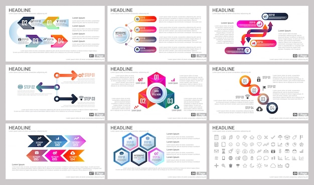 Moderne Elemente Von Infografiken Fur Prasentationen Vorlagen Premium Vektor