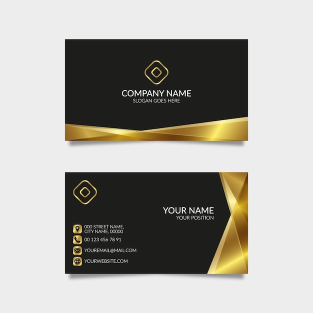 Moderne Goldene Visitenkarte Mit Schwarzem Hintergrund Premium Vektor