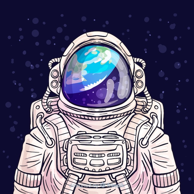 Moderne hand gezeichnete astronaut charakter Kostenlosen Vektoren