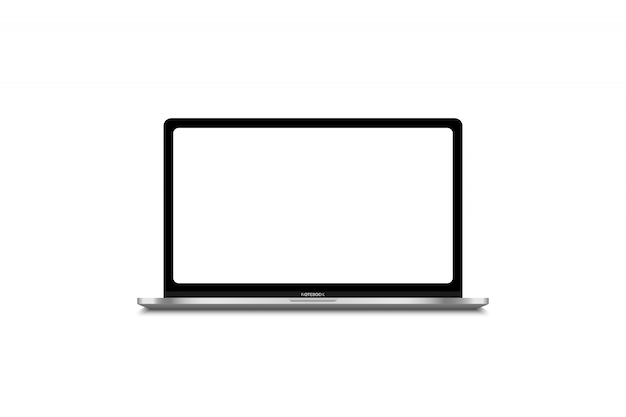 Moderne laptop-computer lokalisiert auf weißer schablone für inhalt Premium Vektoren