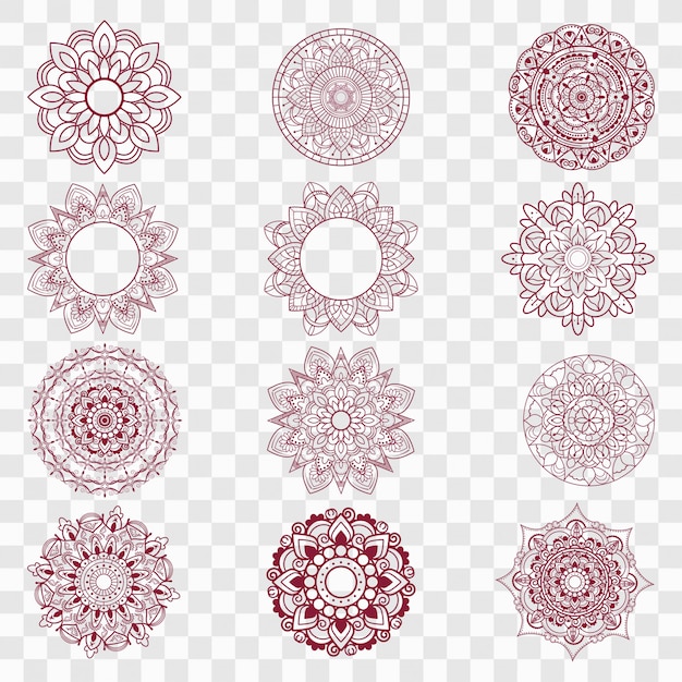 Moderne mandala-designs festgelegt Kostenlosen Vektoren