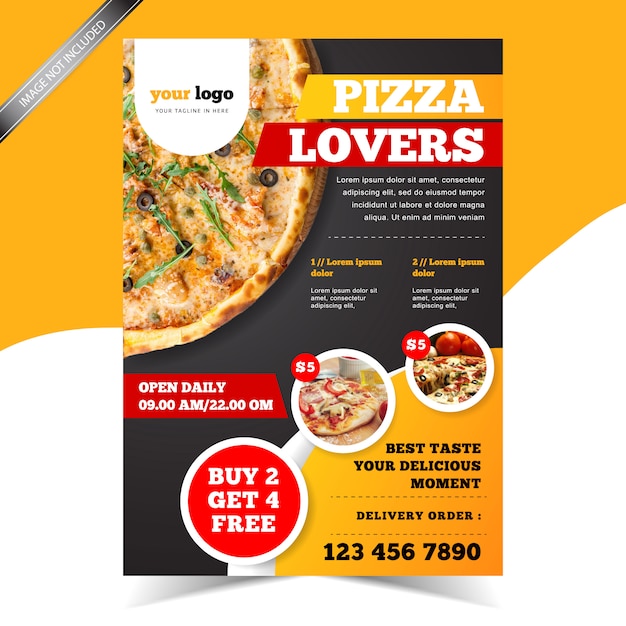 Moderne Pizza Restaurant Flyer Vorlage Premium Vektor