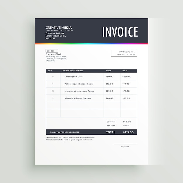 Moderne Rechnung Vorlage Formular Design Fur Ihr Unternehmen Premium Vektor