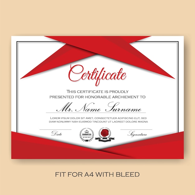 Moderne verified certificate hintergrund vorlage mit red color scheme Kostenlosen Vektoren