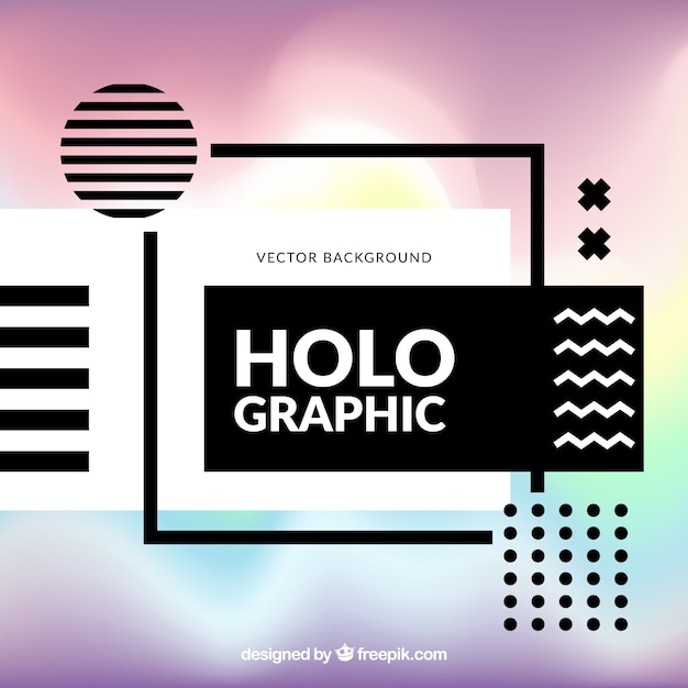 Moderner hintergrund mit geometrischen formen und holographischen effekt Kostenlosen Vektoren