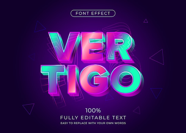 Moderner vibrierender effekt des textes 3d. editierbarer schriftstil Premium Vektoren