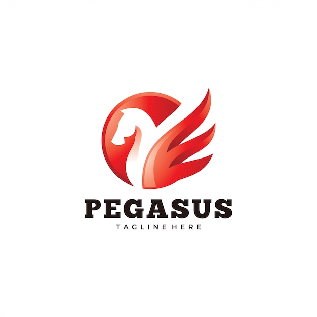 Modernes Pegasus Logo Pferde Und Flugel Symbol Premium Vektor