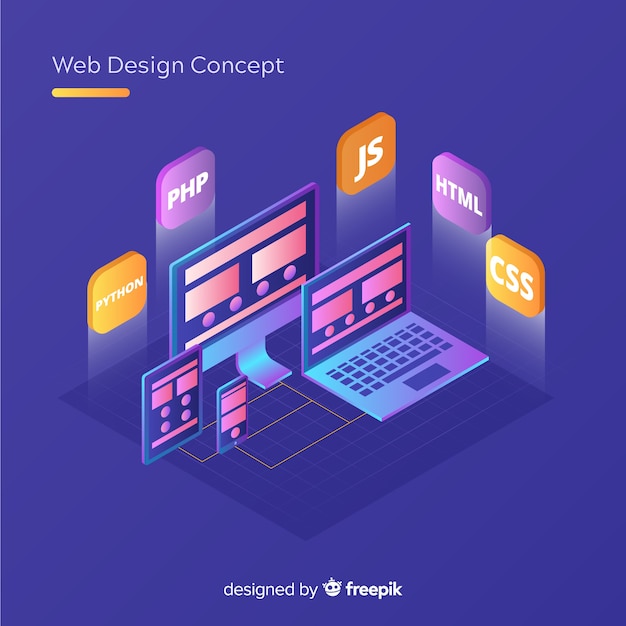 Modernes webdesignkonzept mit isometrischer ansicht Kostenlosen Vektoren