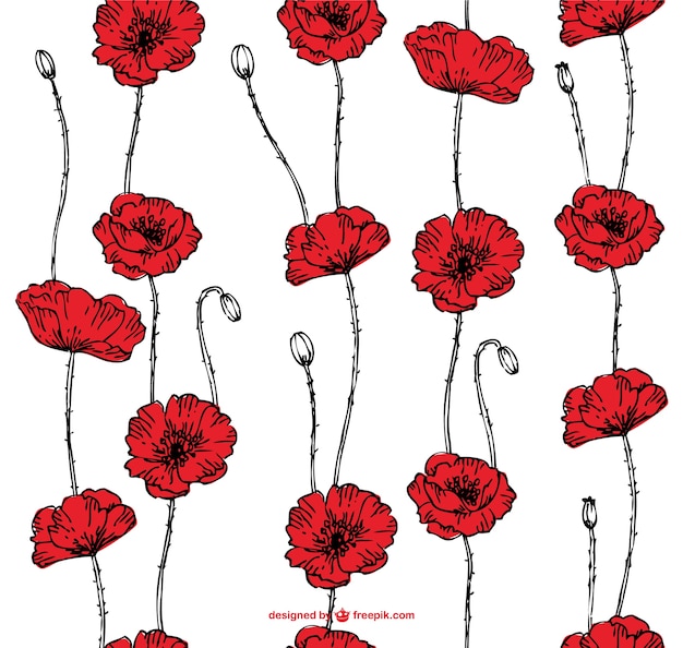 Mohn Nahtlose Muster Premium Vektor