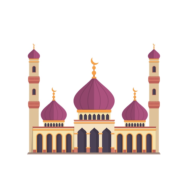 Moschee design auf wei em hintergrund Kostenlose Vektor