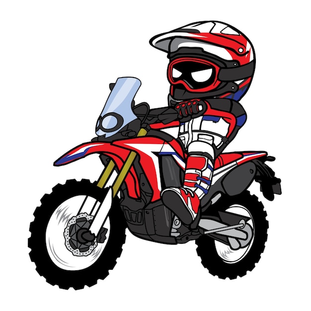 Motocross fahrer enduro motorrad cartoon | Premium-Vektor