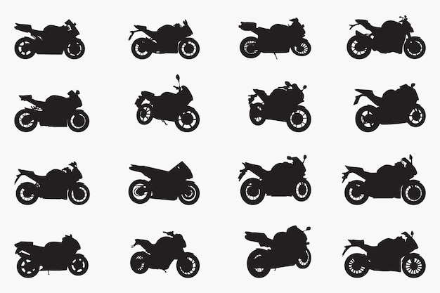 Motorrad schwarze silhouetten motorräder | Premium-Vektor