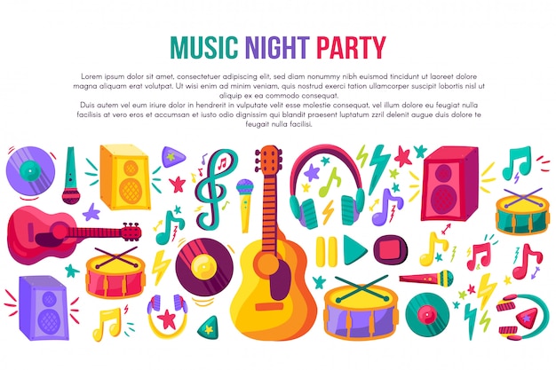 Musik Nacht Party Einladung Plakat Vektor Vorlage Premium Vektor