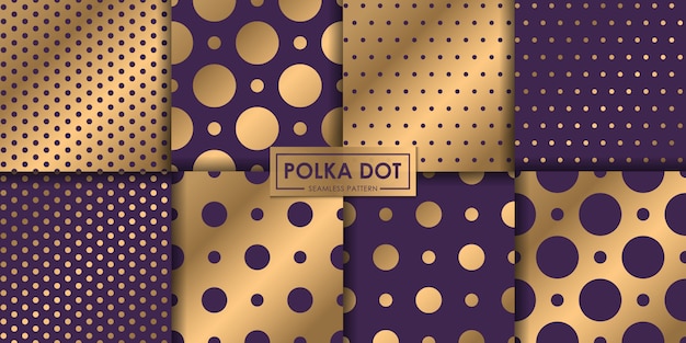 Nahtlose Musterkollektion Polkadot Luxus Abstrakter Hintergrund Dekorative Tapete Premium Vektor