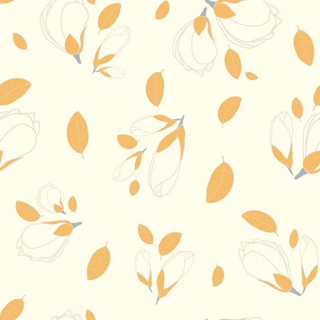 Nahtlose mustermagnolienblume Premium Vektoren
