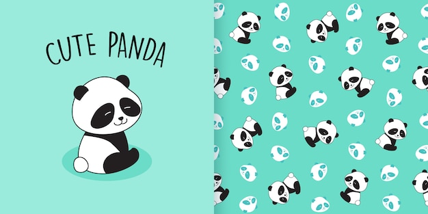 Nahtloses muster des netten pandas Premium Vektoren