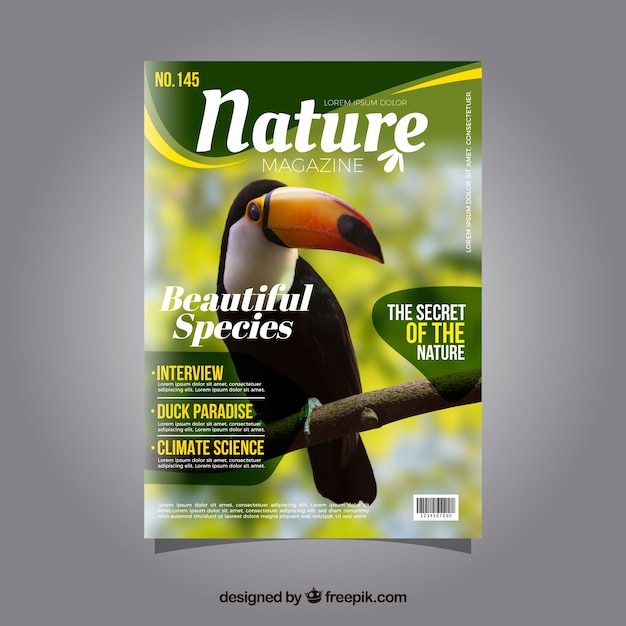 Natur Magazin Cover Vorlage Mit Foto Kostenlose Vektor