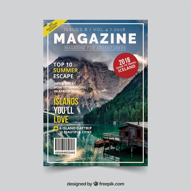 Natur Magazin Cover Vorlage Mit Foto Kostenlose Vektor