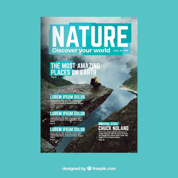 Natur Magazin Cover Vorlage Mit Foto Kostenlose Vektor