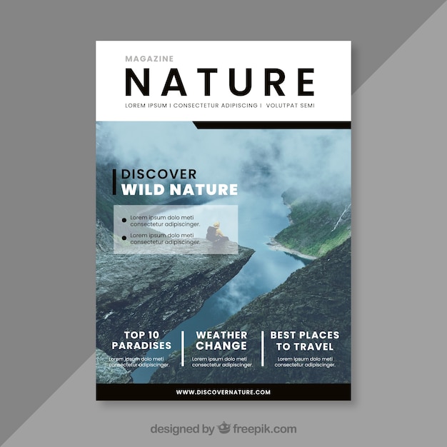Natur Magazin Cover Vorlage Premium Vektor