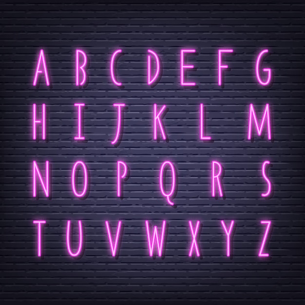 Neon Buchstaben Schild Premium Vektor