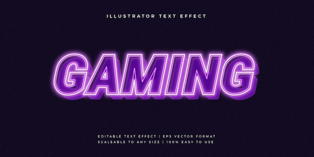 Neon Gaming Text Style Schriftart Effekt Premium Vektor