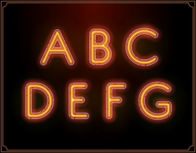 Neon Schriftart Alphabet Leuchtet Hinein Premium Vektor