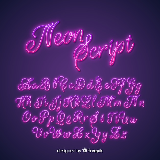 Neon-skript-alphabet Kostenlosen Vektoren