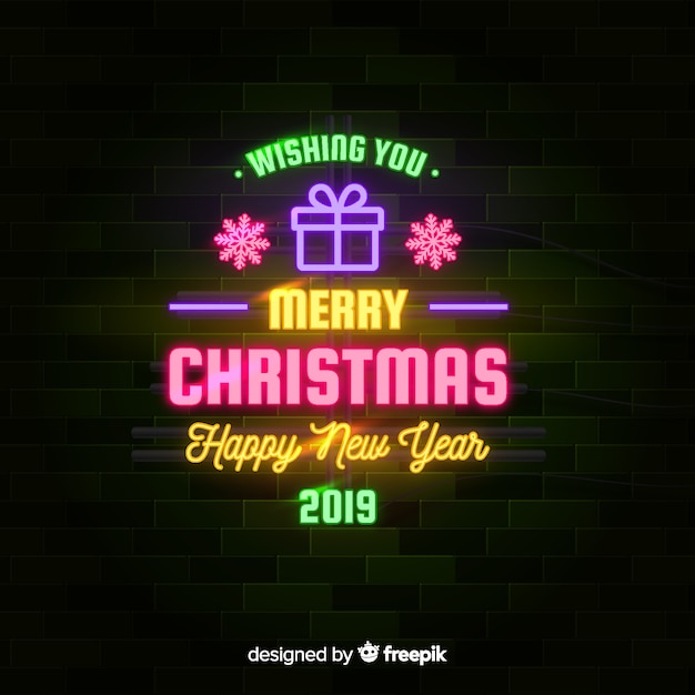 Neon weihnachtshintergrund | Kostenlose Vektor