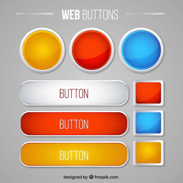 Nette web-buttons pack Kostenlosen Vektoren