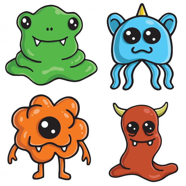 Netter monster charakter design vector set Premium Vektoren