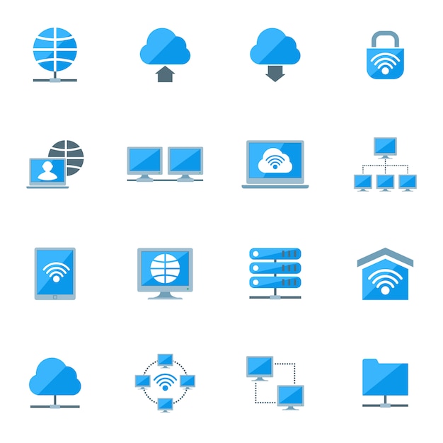 Netzwerk Icons Set Kostenlose Vektor