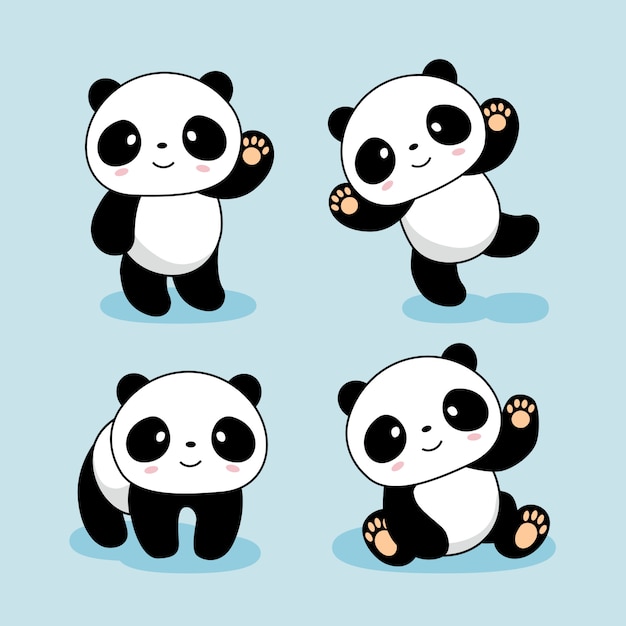 Niedliche Baby Panda Cartoon Tiere Premium Vektor