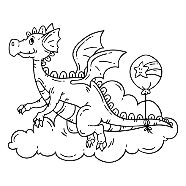 Niedlicher Cartoon Fliegender Drache Premium Vektor