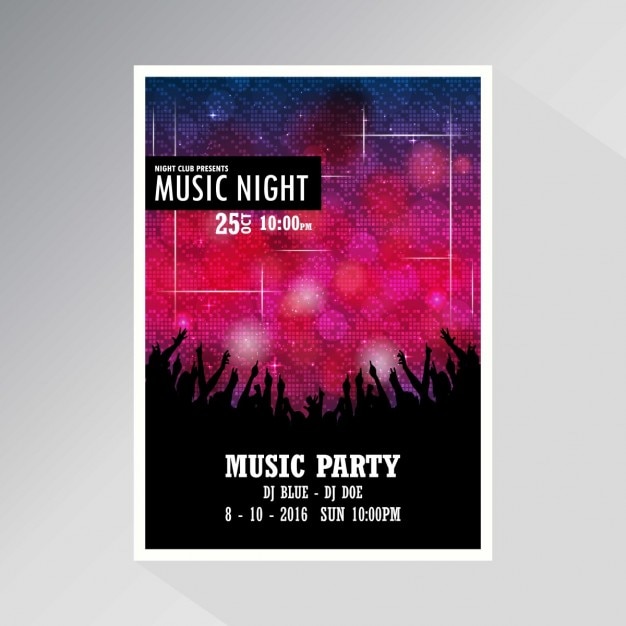 Night Disco Party Plakat Hintergrund Schablone Kostenlose Vektor