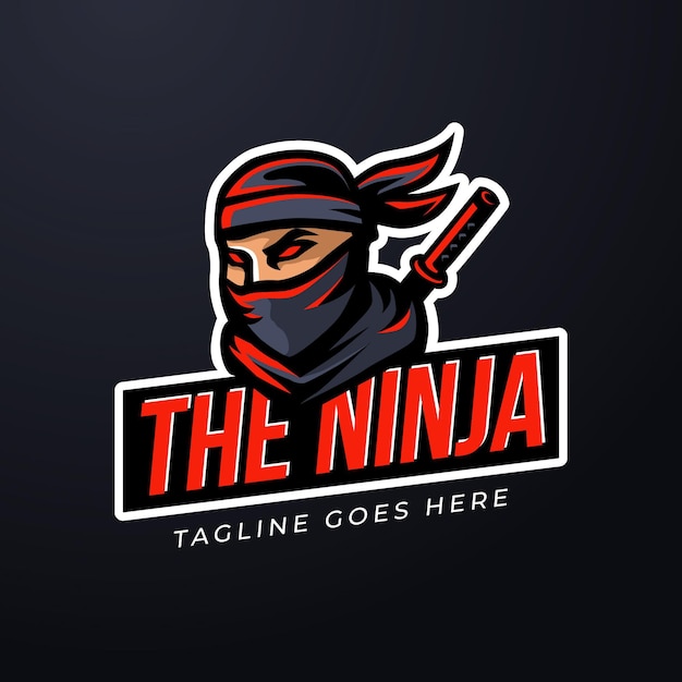 Ninja Logo Mit Verschiedenen Details Kostenlose Vektor