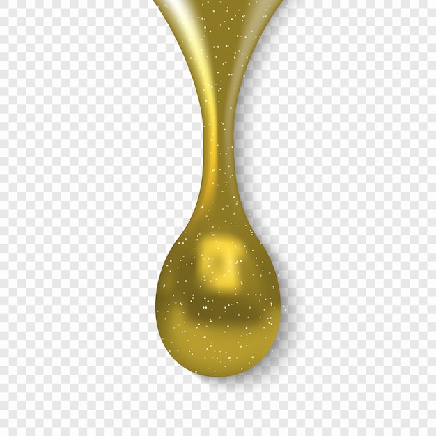 Oberster kollagengoldtropfen der ölessenz lokalisiert Premium Vektoren