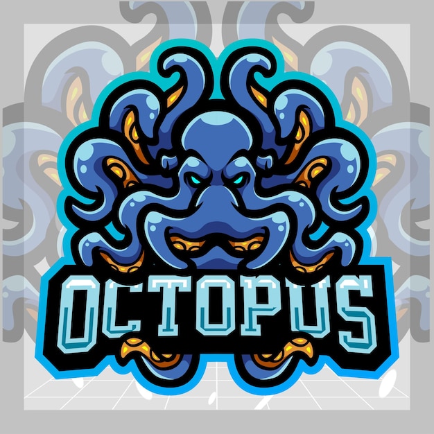 Octopus Kraken Maskottchen Esport Logo Design Premium Vektor