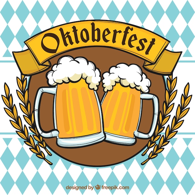 Oktoberfest Insignien Mit Bieren Premium Vektor