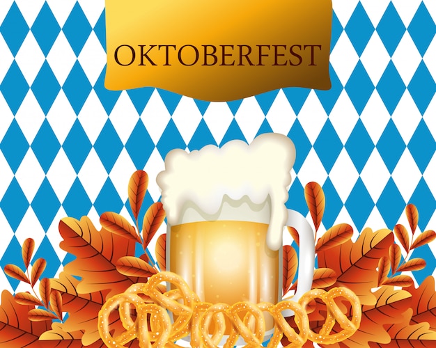 Oktoberfest Mit Bier Und Brezelillustration Kostenlose Vektor