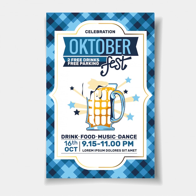 Oktoberfest Party Flyer Oder Poster Vorlage Design Einladung Zum Beer Festival Celebration Premium Vektor
