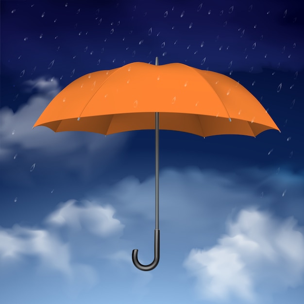 Orange Regenschirm Auf Himmel Mit Wolkenhintergrund Kostenlose Vektor