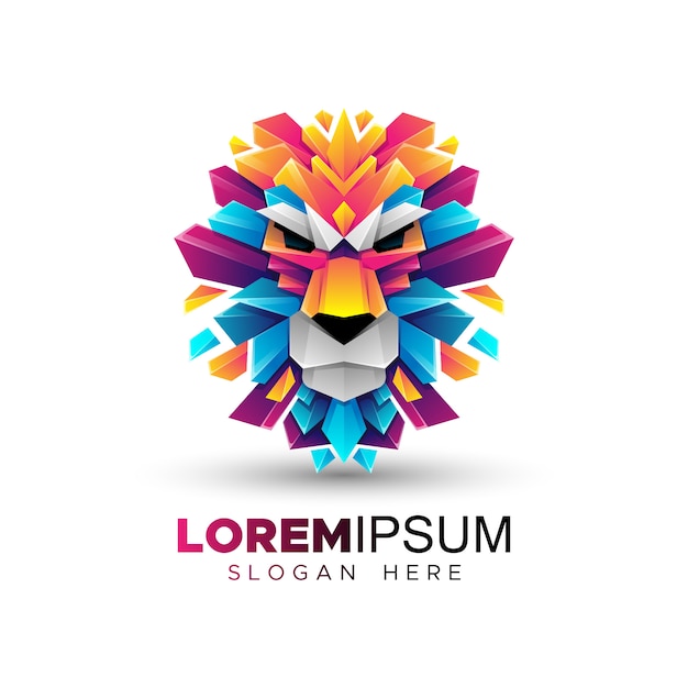 Origami löwenkopf logo vorlage | Premium-Vektor