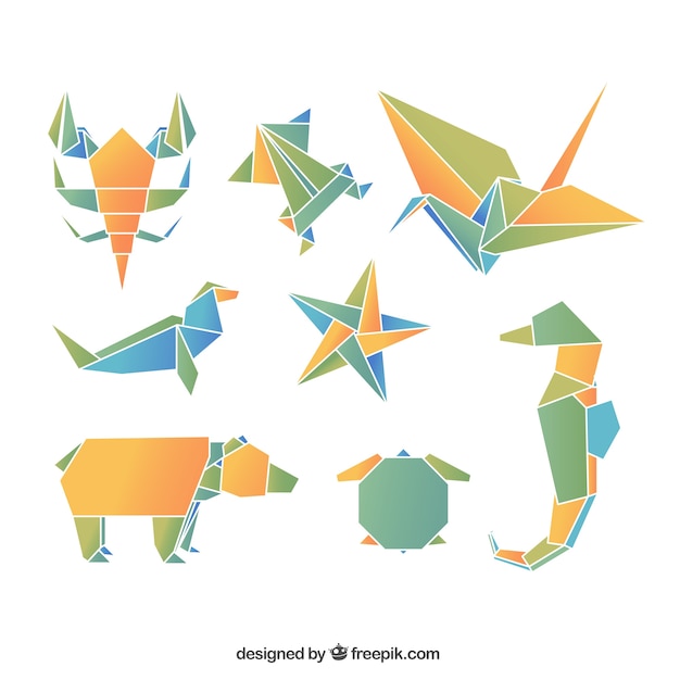 Origami Tiere Kostenlose Vektor