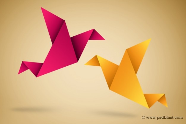 OrigamiVögel Illustration mit Papier falten Download der kostenlosen Vektor