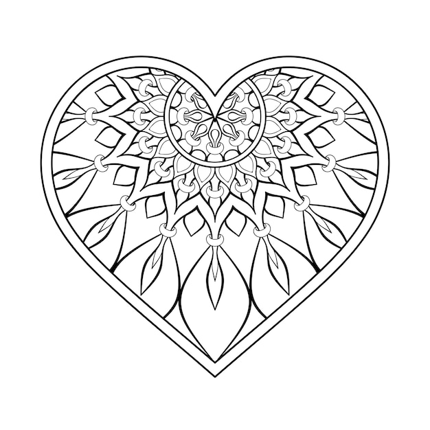 Kleurplaat Regenboog Hart Ornament Herz Mit Mandala Download Der