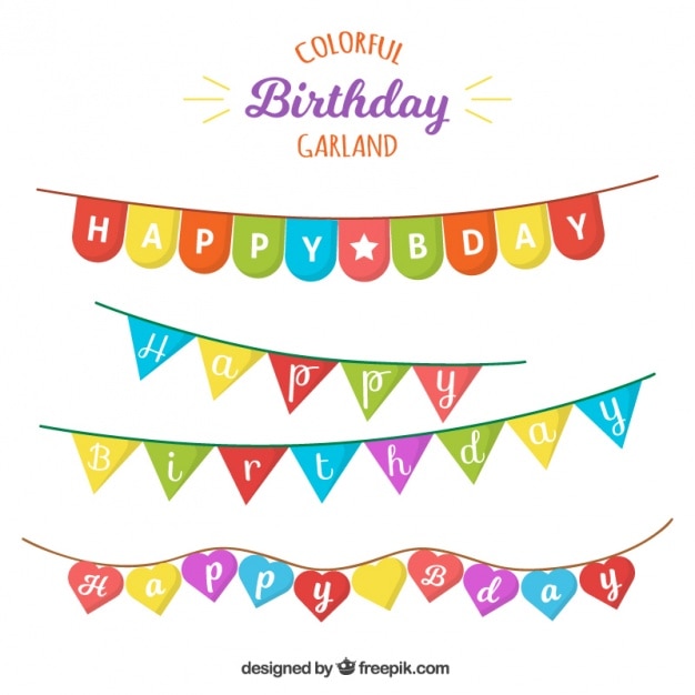 Pack alles gute zum geburtstag girlanden | Kostenlose Vektor